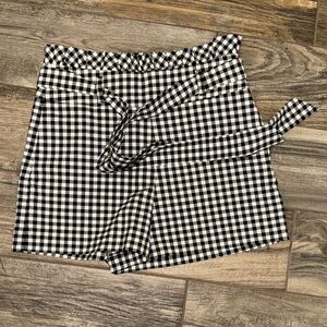 Zara Black and White Gingham High Waist Shorts